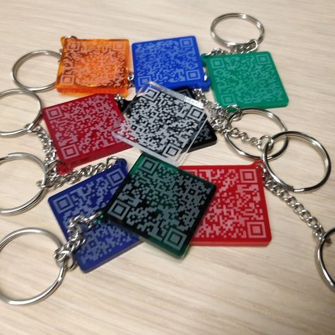 Laser Arts eCommerce 30mm Acrylic Keyring Custom QR Code Laser Engraved Fob, Keychains, Tags, Locker, Instagram, Facebook, Twitter, TikTok https://laserarts.co.uk/product/30mm-acrylic-keyring-custom-qr-code-laser-engraved-fob-keychains-tags-locker-instagram-facebook-twitter-tiktok/ #FacebookQRtag #InstagramScanQR #LaserEngravedTags #QRCode #QRcodeKeychain #QRfob #QRkeyring #qrtableordering #ScanQR #ScantoorderQR #tableordering #TIKTOKScan #TwitterQRengraving Code Text, Lanyard Ideas, Text Website, Acrylic Keyring, Table Tags, Laser Art, Engraved Sign, Keychain Fob, Facebook Twitter