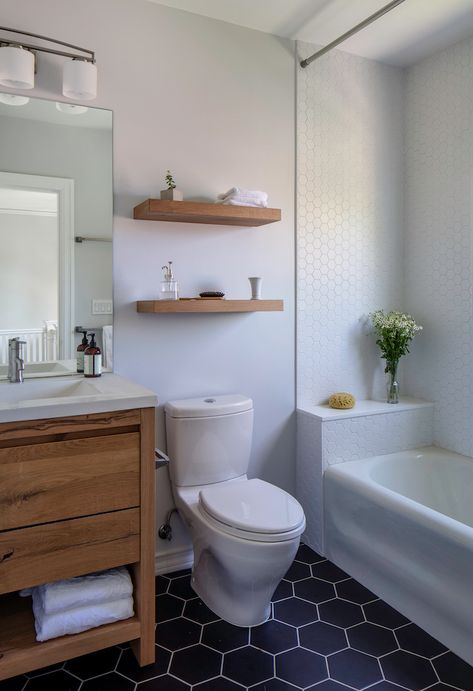 Berkeley Bathroom Remodel & Addition I Serving East Bay Area — HDR Remodeling Large Bathroom Remodel, White Beveled Subway Tile, Whole House Renovation, Whole House Remodel, Berkeley Homes, Add A Bathroom, Bathroom Addition, Patterned Chair, Transitional Bathroom