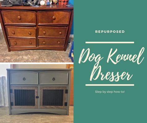 My DIY Dog Kennel Dresser! Diy Dog Bed From Dresser Old Drawers, Dresser Turned Into Dog Kennel, Repurposed Dog Kennel, Dresser To Dog Kennel, Dresser Into Dog Crate, Dresser Dog Crate, Dresser Dog Kennel, Diy Double Dog Kennel, Diy Furniture Dog Crate