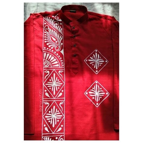 Painted Kurta For Men, Kurta Fabric Painting, Painting On Kurta For Men, Punjabi Fabric Design For Men, Hand Painted Panjabi Design For Men, Hand Painted Shirts For Men, Hand Painted Punjabi For Men, Panjabi Fabric Painting, Hand Painted Kurta For Men