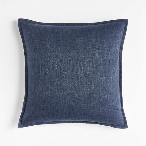 Indigo 20"x20" Laundered Linen Throw Pillow Cover + Reviews | Crate and Barrel Throw Pillow Arrangement, Indigo Pillows, Blue Pillows Decorative, Indigo Color, Pillow Arrangement, Blue Pillow Covers, Blue Pillow, Green Throw Pillows, Blue Throws