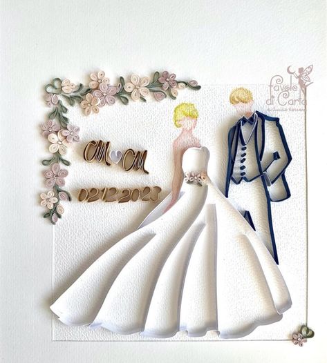 Couple Quilling Art, Quilling Wedding Cards, Paper Quilling Wedding, Wedding Quilling Ideas, Paper Quilling Designs, Quilling Paper, Quilling Designs, Quilling Art, Save The Day