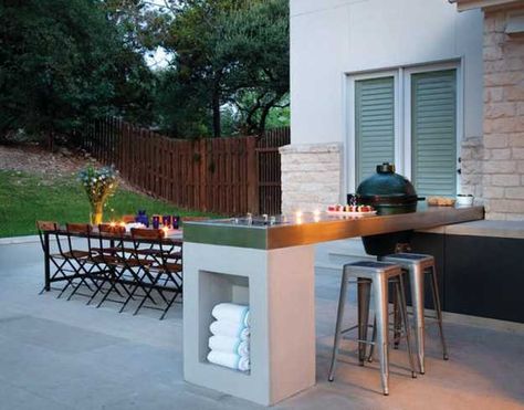 backyard bbq ideas | Outdoor BBQ Kitchen Islands Spice Up Backyard Designs and Dining ... Bar En Plein Air, Outdoor Grill Area, Outdoor Kitchen Countertops, Bar Setup, Outdoor Kitchen Cabinets, Bar Exterior, Outdoor Kitchen Bars, Outdoor Bbq Kitchen, Outdoor Kitchen Appliances