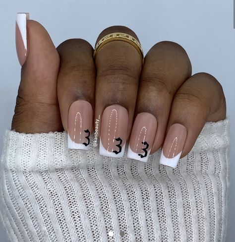 Nails With Numbers On Them, Number Nails Acrylic, Number Nails Design, Nails 777, White French Tips, Angel Nails, Short Square Acrylic Nails, Gel Press, Nail Envy