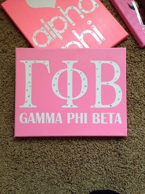 AS IS 8inch x 10inch Greek letters Gamma by pinksparklesandlove Sorority Canvas Gamma Phi Beta, Gamma Phi Beta Painting, Gamma Phi Beta Canvas Paintings, Gamma Phi Beta Canvas, Sorority Canvas Ideas, Rhinestone Canvas, Gamma Sigma Sigma, Big Little Canvas, Sigma Alpha Iota