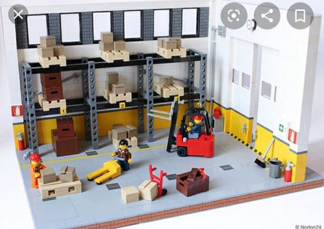 Lego Warehouse, Lego Garage, Lego Factory, Lego Moc Ideas, Lego City Ideas, Lego Furniture, Lego Shop, Lego Mindstorms, Lego Display