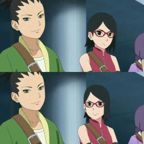 Shikadai And Sarada, Boruto Manga, Anime Ninja, Naruto Ship, Sarada Uchiha, Random Anime, Anime Oc, Anime Naruto, Naruto