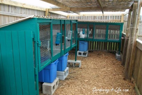 Raised hutch w/ bins to catch the droppings. Easy cleanup! Multi Rabbit Hutch Outdoor, Rabbit Breeding Setup, Rabbitry Setup Ideas, Rabbitry Setup, Rabbit Hutch Outdoor, Worm Bins, Raising Rabbits For Meat, Diy Rabbit Hutch, Hutch Ideas