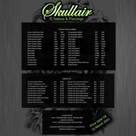 Skullair tattoo Supplies#tattoo #tattomachine #tattooequipment Tattoo Supplies List, Tattoo Price List, Tattooing Machines, Tattoo Oil, Stencil Outline, Tattoo Cream, Tattoo Machines, Healing Tattoo, Tattoo Clothing