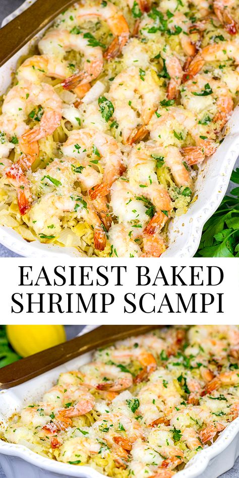 Easy Baked Shrimp, Seafood Meals, Baked Shrimp Scampi, Hp Sauce, Shrimp Scampi Recipe, Seafood Entrees, Best Seafood Recipes, Shrimp Recipes For Dinner, Baked Shrimp