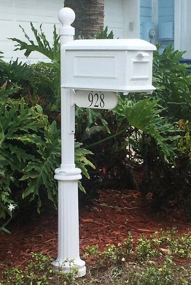 White Mailbox Ideas, Traditional Mailbox, Mailbox And Post, White Mailbox, Mailbox Ideas, Vintage Mailbox, Mailbox Design, White Fence, Property Manager