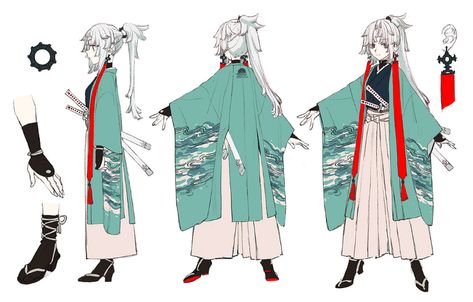 Yui Shousetsu Concept Art - Fate/Samurai Remnant Art Gallery Samurai Clothes Drawing, Samurai Oc, Samurai Clothes, Samurai Outfit Character Design, Mongoloid People, Fantasy Kimono Design, Fate Samurai, Fate Samurai Remnant, Samurai Clothing