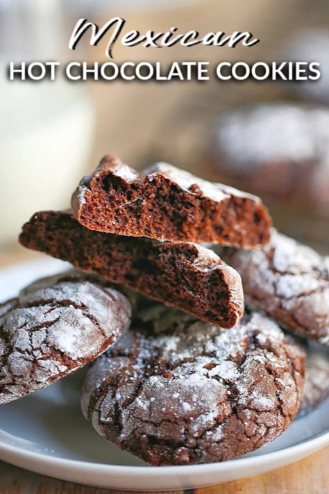 Chili Chocolate Cookies, Mexican Hot Chocolate Cookie Recipe, Spicy Mexican Hot Chocolate Cookies, Mexican Hot Chocolate Dessert Recipes, Mexican Chocolate Cookies, Mexican Hot Chocolate Cookies, Strawberry Chocolate Chip Cookies, Wedding Cookies Recipe, Mexican Sweets