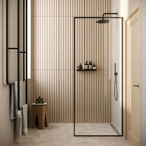 TileBar (@tilebar) • Instagram photos and videos Smart Bathroom Technology, Wood Tile Shower, Wood Tile Bathroom, Matte Porcelain Tile, Bathroom Color Schemes, Bathroom Inspiration Modern, Bathroom Redesign, Modern Farmhouse Bathroom, Bathroom Shower Tile