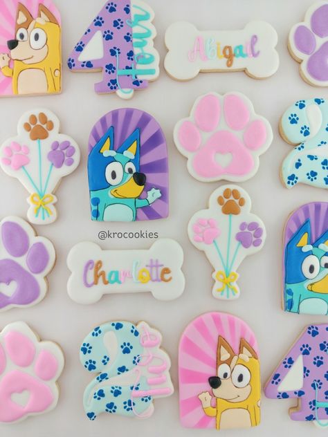 Royal icing Bluey Cookies, Icing Cookies, Birthday Cookies, Royal Icing Cookies, Royal Icing, Sugar Cookies, Birthday