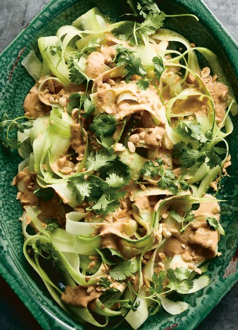 Shaved cucumbers with peanut sauce – Living Plantfully Peanut Sauce For Cucumbers, Shaved Cucumber Salad, Asian Cucumber Salad With Peanut Butter, Cucumber With Peanut Sauce, Cucumber Salad With Peanut Sauce, Cucumber Salad Peanut Sauce, Cucumber Peanut Butter, Cucumber Peanut Butter Salad, Peanut Butter Cucumber Salad