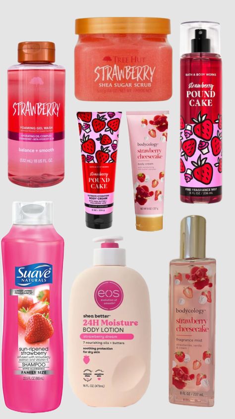 Smell like strawberries without *completely* wrecking the bank acct I Want To Smell Like Strawberries, Smell Like Strawberries And Vanilla, Lite Makeup, Smell Like Strawberries, Scent Layering, Girly Essentials, Scent Combos, Feminine Products, Perfume Body Spray