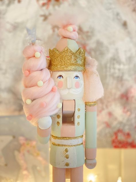 Nutcracker diy Painted Nutcracker Diy Wood, Hand Painted Nutcrackers, Diy Painted Nutcracker, Painting Nutcrackers, Nutcracker Makeover, Hand Painted Nutcracker, Whimsical Nutcracker, Painted Nutcracker, Pastel Nutcracker