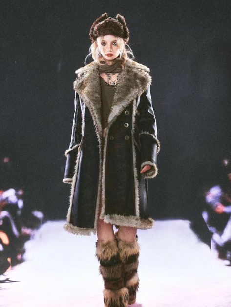 Alt Snow Outfits, Winter Outfits High Fashion, Russian Rave Aesthetic, Slavic Fashion Aesthetic, Winter Symphony Outfit, Slavcore Aesthetic, Fur Boots Outfit Winter, Tapestry Vest Outfit, Arcane Aesthetic Outfits