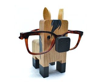 Wooden Animal Eyeglass Stands by GreyMatterGifts on Etsy Wooden Glasses Holder, Eyeglass Display, Eyeglass Stand, Farmhouse Chic Decor, Eyeglass Accessories, Personalized Pet Gifts, Purse Crafts, Glasses Holder, Custom Horse