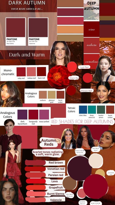 Deep Autumn Makeup, Deep Autumn Palette, Autumn Color Palette Fashion, Deep Autumn Color Palette, Autumn Skin, Colour Combinations Fashion, Skin Color Palette, Deep Autumn, Dark Autumn