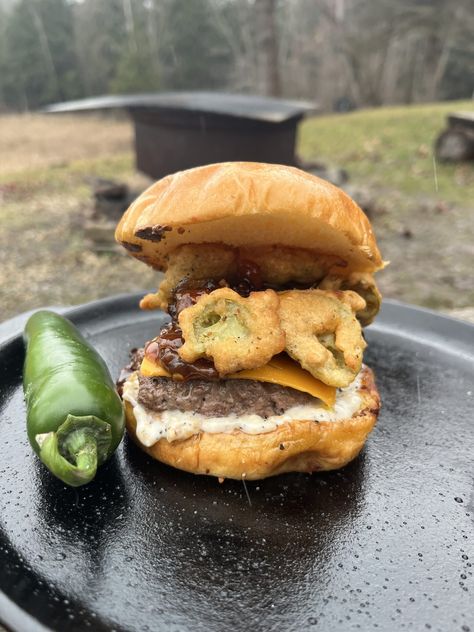 Maple Bourbon Bacon Jam Burger Brioche Buns Burgers, Maple Bourbon Bacon, Jam Burger, Bourbon Bacon Jam, Whiskey Bacon, Bacon Jam Burger, Fried Jalapenos, Bourbon Bacon, Maple Whiskey