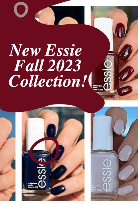 I’m so excited to be sharing the new Essie Fall 2023 Nail Polish Collection today. This is a six piece collection of muted and vampy shades that are perfect for Fall. Essie Nail Polish Fall Colors, Fall Essie Colors, Essie Winter 2023, Essie Christmas Colors, Essie Fall 2023 Collection, Essie Autumn Nails, Nail Polish Fall 2023, Nail Color Fall 2023, Essie Fall Nail Colors