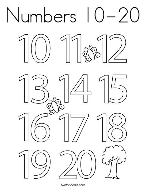 Numbers 10-20 Coloring Page - Twisty Noodle Numbers 10 To 20 Activities Preschool, Learning Numbers 10-20, Counting 10-20 Worksheets, 10-20 Worksheets, Numbers 10 20 Activities, Counting 10-20, 10 To 20 Worksheet, Numbers 10 To 20 Worksheet, Numbers Coloring Pages 1-10