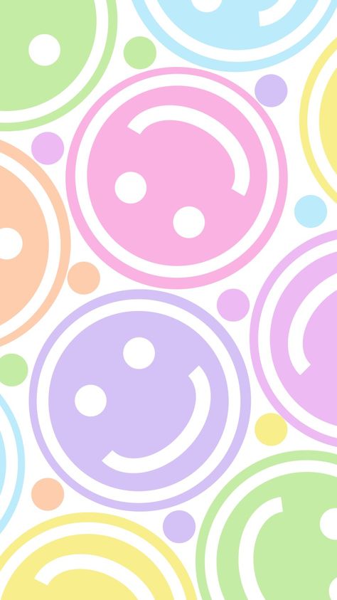 Colorful Smiley Face Wallpaper, Happy Face Background, Smiley Background, Smiley Face Wallpaper, Smiley Face Pattern, Pastel Background Wallpapers, Slide Background, Face Pattern, Floral Wallpaper Phone