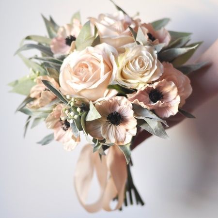 Poppy Anemone, Silk Flower Bridal Bouquet, Blush Bouquet Wedding, Holly Wedding, Silk Bridal Bouquet, Wedding Flower Design, Wedding Flower Packages, Fresh Wedding Flowers, Blush Bouquet