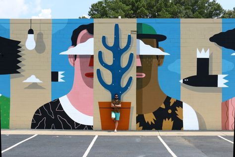 Walter (detail) - mural by Agostino Iacurci in Atlanta, USA (Campbellton Road) Agostino Iacurci, Office Mural, Atlanta Usa, Collage Mural, City Canvas, School Murals, Mural Ideas, 3d Street Art, Desert Art