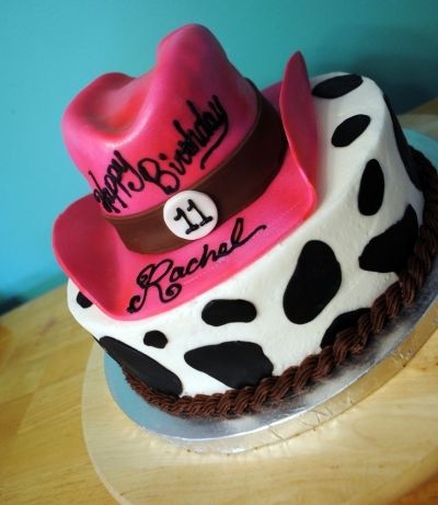 Pink Cowgirl Birthday Cake Cowgirl, 2 Tiered Cake, Cowgirl Birthday Cakes, Cowgirl Cake, Pink Cowgirl Hat, Cowgirl Cakes, Pink Birthday Cake, 10 Cake, 21st Cake