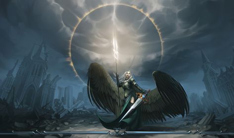 Avacyn, Angel of Vengeance , Eric Geusz on ArtStation at https://www.artstation.com/artwork/yEvoQ Fantasy Angels, Angel Of Vengeance, Warrior Angel, Archangel Uriel, Mtg Art, Angel Warrior, Rpg Map, Ange Demon, Angel And Devil