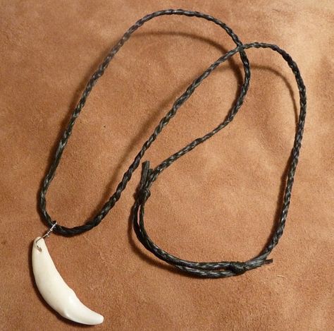 Fang Necklace, Deer Antlers Necklace, Canine Tooth, Animal Teeth, Antler Necklace, Claw Necklace, Tooth Necklace, Wire Weaving, Old Jewelry