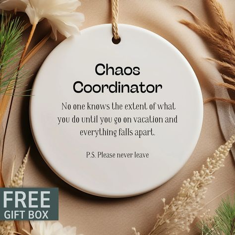 Chaos Coordinator Christmas Ornament, Administrative Assistant Christmas Ornament, Human Resources Gift, Coworker Gift, Secretary Gift - Etsy Secretary Gifts, Gift Coworker, Staff Gifts, Administrative Assistant, Chaos Coordinator, Ornaments Design, Human Resources, Gifts For Coworkers, Ceramic Materials