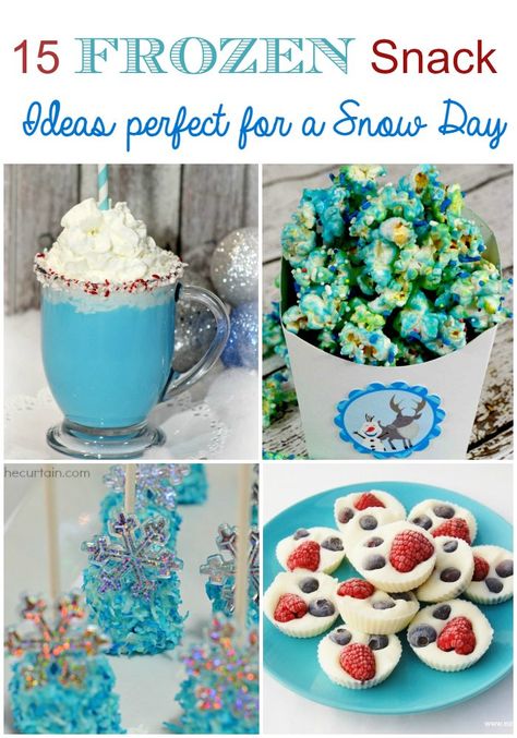 15 Disney Frozen Movie Inspired Treats - Frozen Movie Food Ideas Frozen Movie Food Ideas, Frozen Movie Dinner Ideas, Disney Frozen Recipes, Disney Movie Desserts, Frozen Themed Dinner, Movie Food Ideas, Frozen Movie Night, Frozen Birthday Party Food, Disney Movie Night Menu