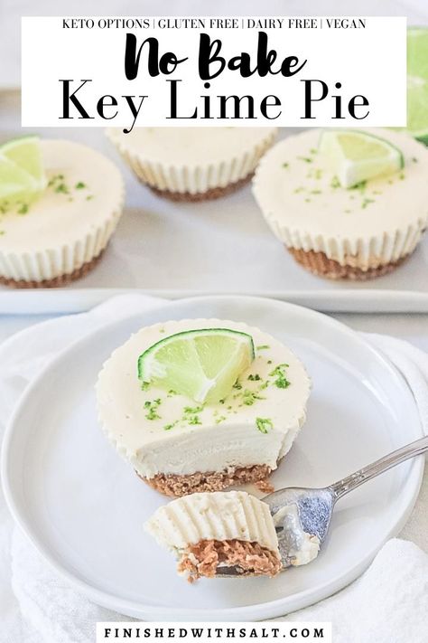 Healthy Key Lime Pie, Key Lime Pies, Mini Key Lime Pies, Key Lime Pie Recipe, Gluten Free Graham Crackers, Lime Pie Recipe, Keylime Pie Recipe, Paleo Desserts, Easy To Make Desserts