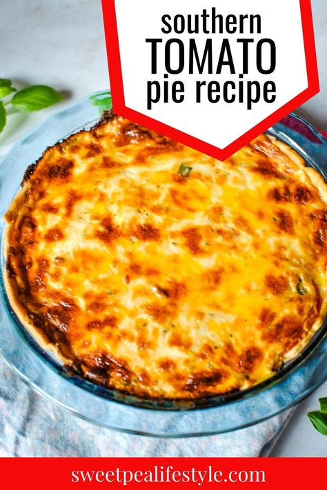 Southern tomato pie recipe in a blue pie plate Paula Deen Tomato Pie, Easy Tomato Pie, Tomato Pie Recipe Easy, Best Tomato Pie, Southern Tomato Pie, Summer Dinner Ideas, Tomato Pie Recipe, Buttery Pie Crust, Tomato Pie