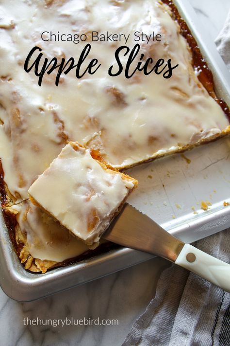 Apple Slice Recipe, Apple Square, Fall Apple Recipes, Apple Dessert Recipes, Vanilla Glaze, Cooked Apples, Apple Filling, Slices Recipes, Chicago Style