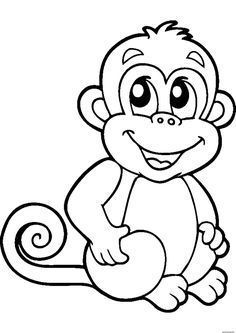 Monkey Coloring Pages, Free Kids Coloring Pages, Cartoon Monkey, Printable Pictures, Disney Coloring Pages, Cute Coloring Pages, Art Drawings For Kids, Applique Patterns, Animal Coloring Pages