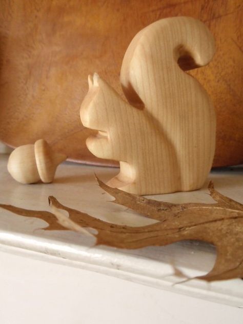 mr squirrel waldorf wood toy / Dear Sir May I Have An Acorn Wooden Squirrel, Art Sculpture En Bois, Autumn Squirrel, Tre Kunst, Wood Carving For Beginners, Wood Animal, Always Hungry, Natural Toys, Wood Carving Patterns