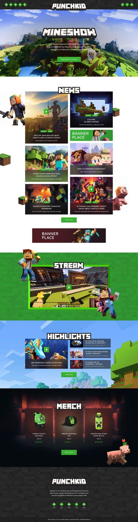 We are happy to share with you one of the 30+ website concepts of Your.Way Wordpress Theme: Minecraft Gamer. Isn’t it the thing you always dreamed about? Your own temple of minecraft on the web! Visit our promo website for more information! #wp #wordpress #websitebuilder #websitedesign #elementor #blogger #blogtheme #minecraftblog #gamerblog #gamestreamer Minecraft Production Web, Minecraft Web, Video Game Website Design, Gaming Website Design, Minecraft Gaming Logo, Minecraft Website, Location Logo, Contact Page, About Myself