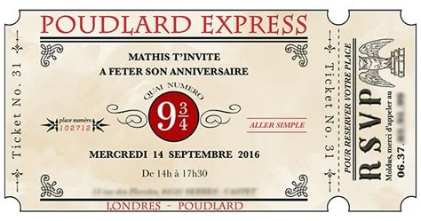 C'est une habitude maintenant, et donc un moment attendu avec beaucoup d'impatience par Mathis, la découverte de l'invitation et donc du th... Invitation Harry Potter, Harry Potter Ticket, Harry Potter Weihnachten, Harry Potter Invitations, Harry Potter Christmas Decorations, Harry Potter Free, Cumpleaños Harry Potter, Harry Potter Bday, Harry Potter Classroom