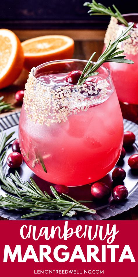 Cranberry Margarita, Canned Cranberries, Rosemary Simple Syrup, Tequila Margarita, Best Party Food, Festive Cocktails, Festive Drinks, Cocktail Drinks Recipes, Winter Drinks