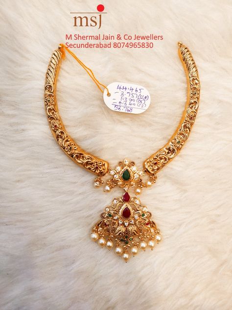 Kante Models Gold, Short Necklace Designs Gold Latest, Short Necklace Designs Gold, 20grams Gold Necklace Designs, 20 Grams Gold Necklace Designs, Kanti Designs, Necklace Designs Gold, Temple Jewelery, Haram Designs