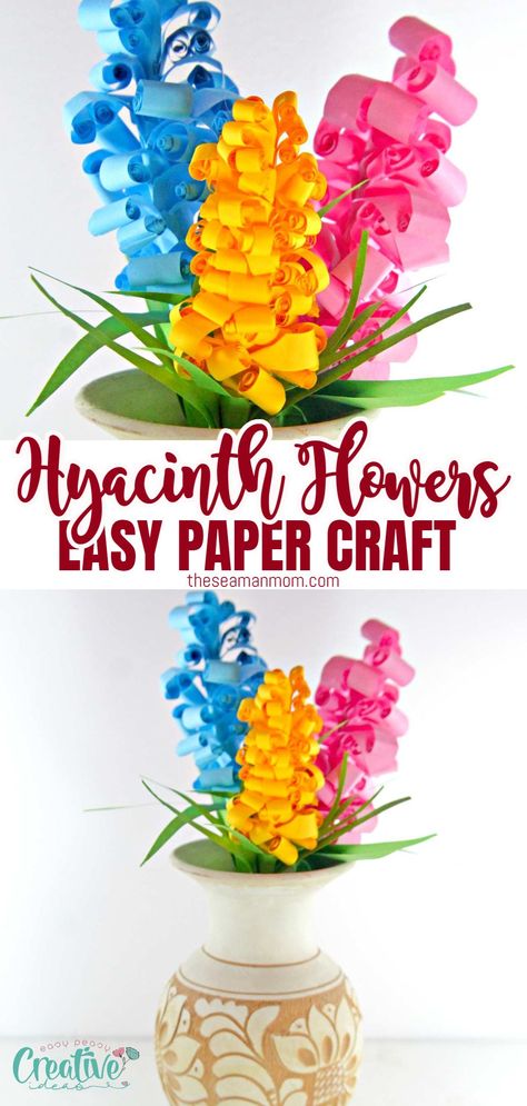 DIY PAPER HYACINTH FLOWERS Paper Hyacinth Flowers, Paper Hyacinth, Realistic Paper Flowers, Handmade Flowers Tutorial, Flowers At Home, Craft Room Ideas, Tissue Paper Flowers Diy, Hyacinth Flowers, Paper Peonies