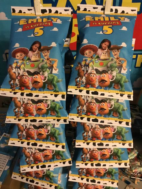 Toy Story Chip Bags, Toy Story Goodie Bags, Sweet Wrappers, Toy Story Theme, Story Birthday, Toy Story Birthday Party, Toy Story Birthday, Toy Story Party, Chip Bags