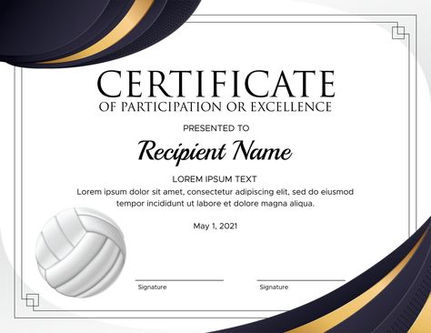 Volleyball Award Certificates: Editable Templates & Custom Designs Volleyball Certificate, Copy And Paste Fonts, Award Certificates, Sports Awards, Certificate Design, Instagram Music, Truck Design, A Cell, Some Text