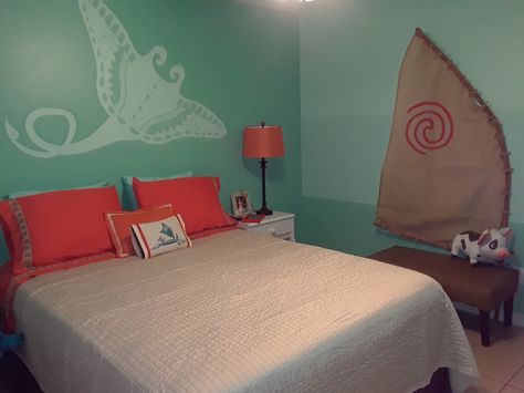 Moana's bedroom. Moana Inspired Bedroom, Moana Room Decor, Moana Themed Bedroom, Hawaiian Bedroom Aesthetic, Moana Themed Room, Hawaiian Room Ideas, Moana Room Ideas, Moana Bedroom Ideas, Moana Bathroom