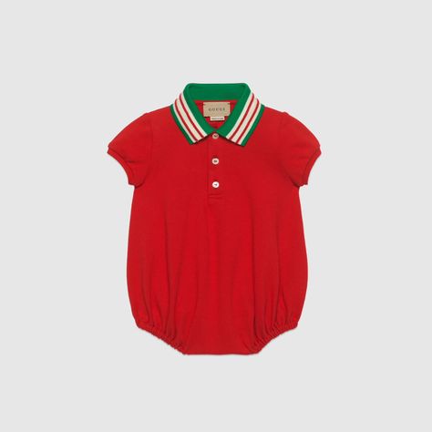 Baby stretch cotton one-piece in red | GUCCI® US Gucci Baby Clothes, Baby Polo, Luxury Gift Set, Gucci Baby, Newborn Baby Clothes, Baby Ready, Newborn Romper, Baby Boy Romper, Baby Outfits Newborn